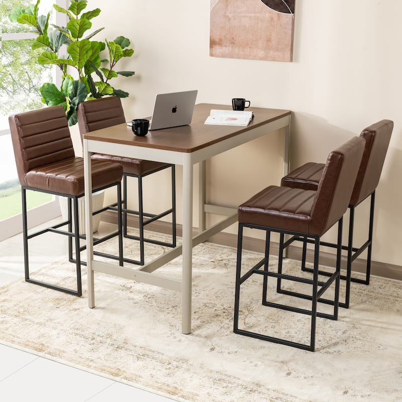 Glitzhome 30"H Modern High Back Upholstered Bar Stools with Metal Legs Set of 2/4 - Set of 4