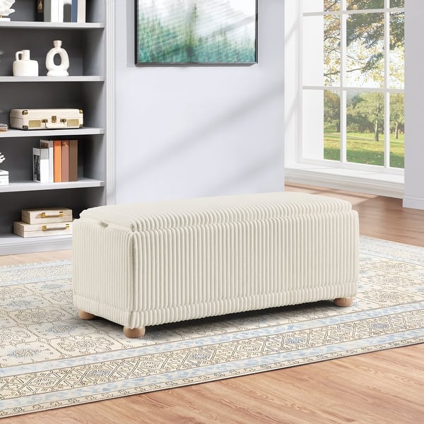 slide 2 of 15, Sahara Storage Bench White Cord
