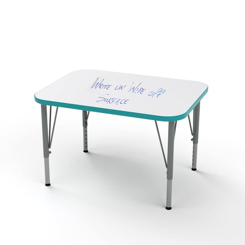 Tot Mate Versa Kids Desk Rectangle Large Surface (32" x 24") Classroom Table, Write-On/Wipe-Off Dry Erase Top - Adjustable Height 14-23" - Ocean
