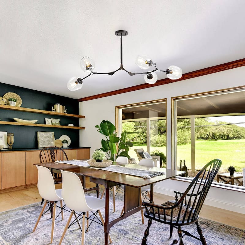Belladepot Black Modern Full-angle Adjustable Chandelier with Clear Glass Shade