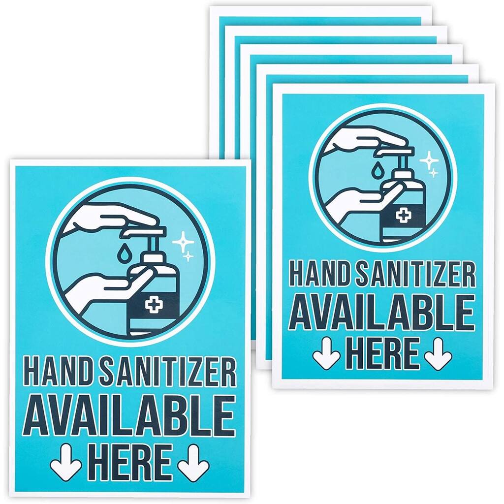 Stockroom Plus 6 Pack Safety Notice Sign Sticker for Store, Hand Cleaner Available Here 5x7"