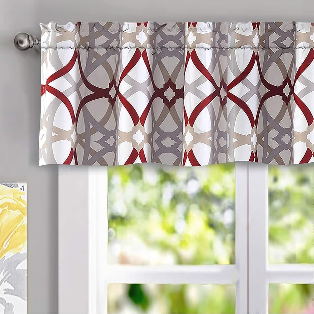 DriftAway Alexander Spiral Geo Trellis Pattern Window Curtain Valance 52 x 14