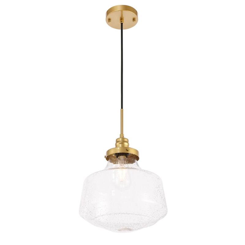 Klyli 11-inch 1-light Clear Seeded Glass Hanging Pendant