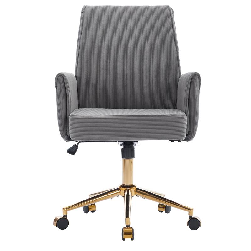 Corduroy Swivel Office Chair with Wheels, Ergonomic High Back Task Chair, Upholstered Accent Chair with Adjustable Height
