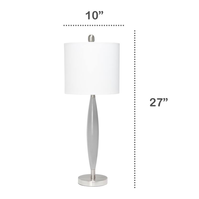 Modern Table Lamp - Fabric Shade, Nickel Base - Bedroom Living Room Light - 27" Tall