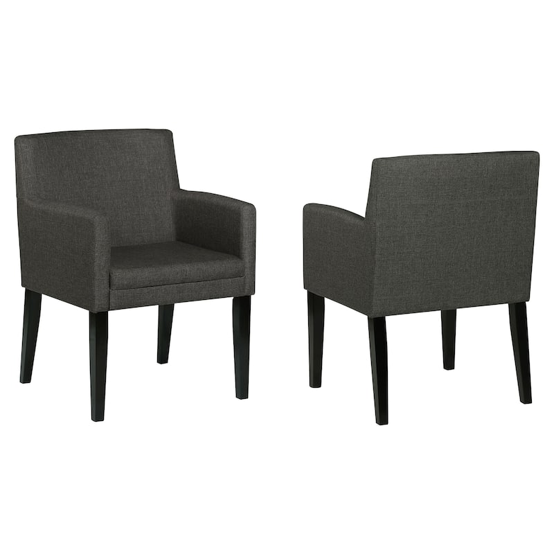 Houston Charcoal Grey and Black Upholstered Arm Chairs (Set of 2)