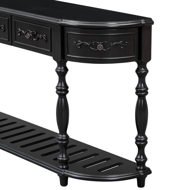 52" Classic MDF Console Table With 4 Drawers And Open Shelf for Living Room