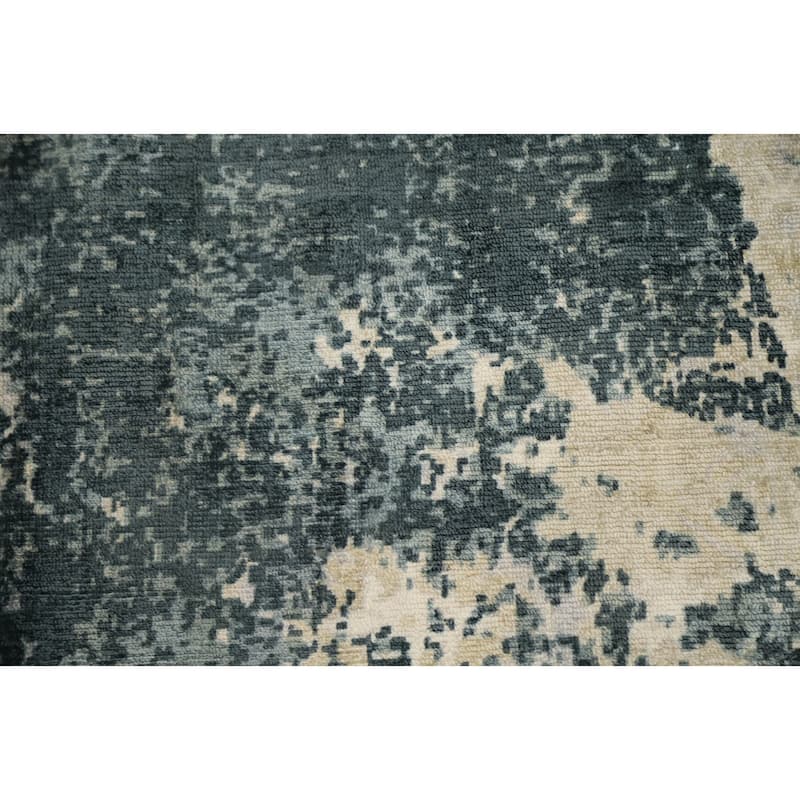 Hand Knotted Oriental Viscose Silk Carpet Modern Abstract Greys & Charcoal Abstract Area Rug - 7' 10'' X 4' 10''
