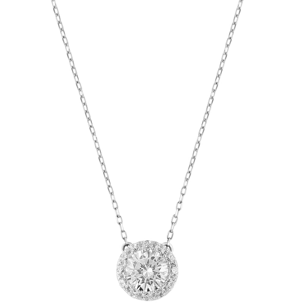 EFFY 14k White Gold Lab Grown Diamond Round Necklace