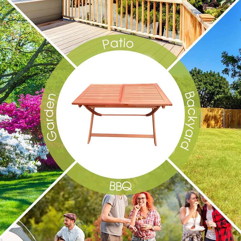 Foldable Outdoor Patio Dining Set/4 Chairs/1 Table,Teak Finish