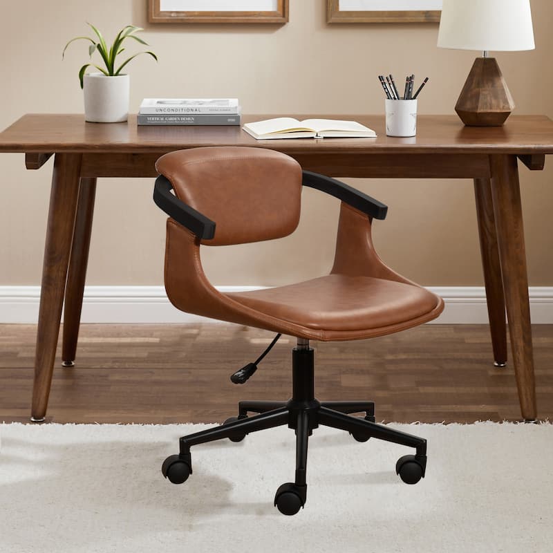 Art Leon Swivel and Height Adjustable Home Office Desk Chair with Rolling - Brown