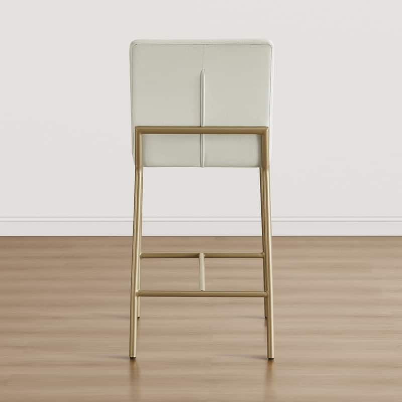 Spruce & Spring Velvet Tufted Counter Bar Stool with Metal Frame