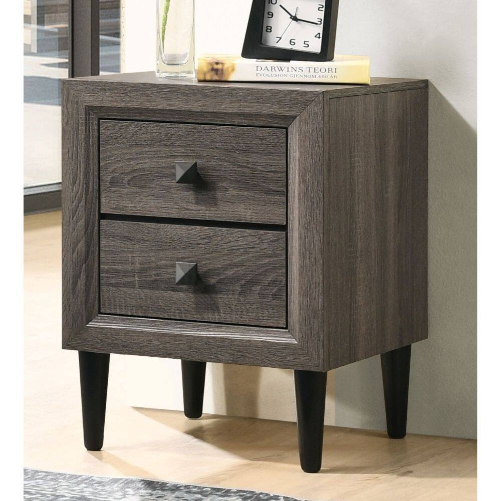 Q-Max Gray Oak Wood Veneer (Paper) Accent Table Night Table