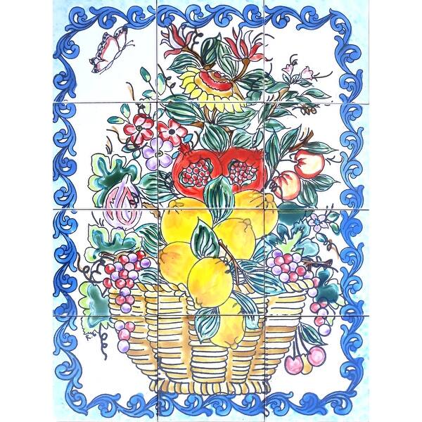 slide 2 of 3, 18in x 24in Kitchen Backsplash Mosaic Tile Ceramic Wall Mural 12pc