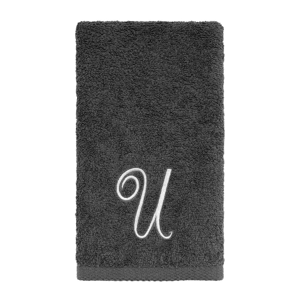 Avanti Linens Granite/Silver Script Monogram Fingertip Towel Letter U - Fingertip Towel