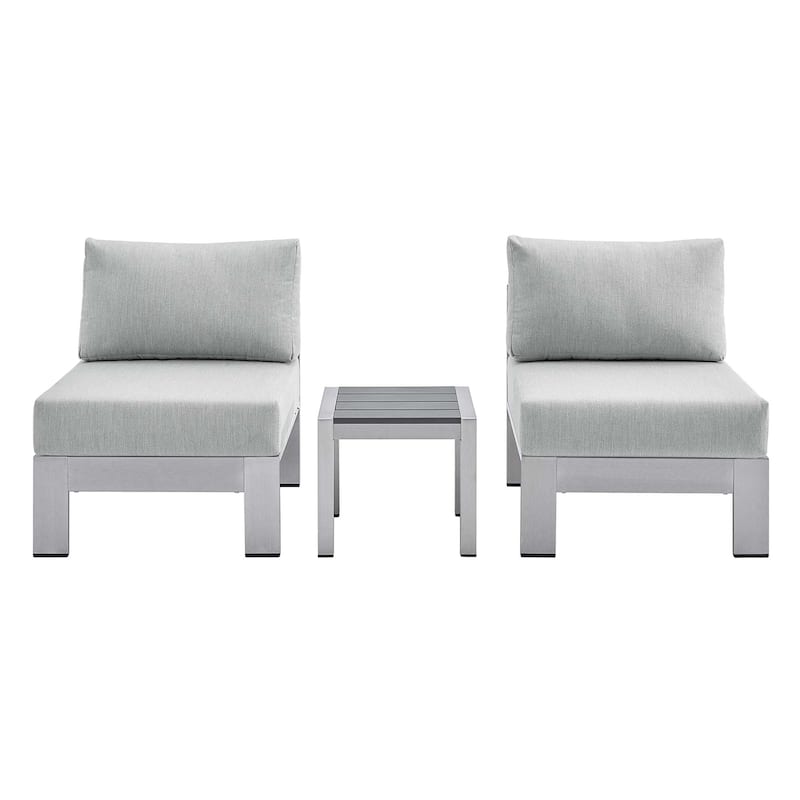 Shore Sunbrella® Fabric Aluminum Outdoor Patio Aluminum 3 Piece Outdoor Patio Set