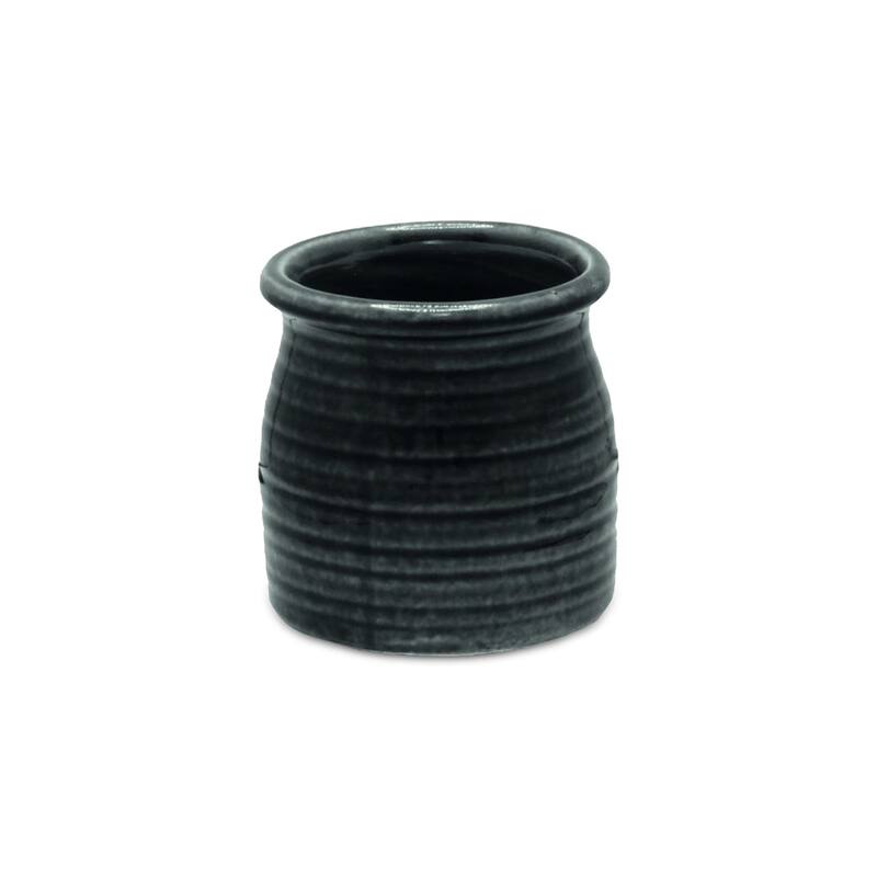 Kifon Curved Ceramic Ceramic Pot - Dark Gray