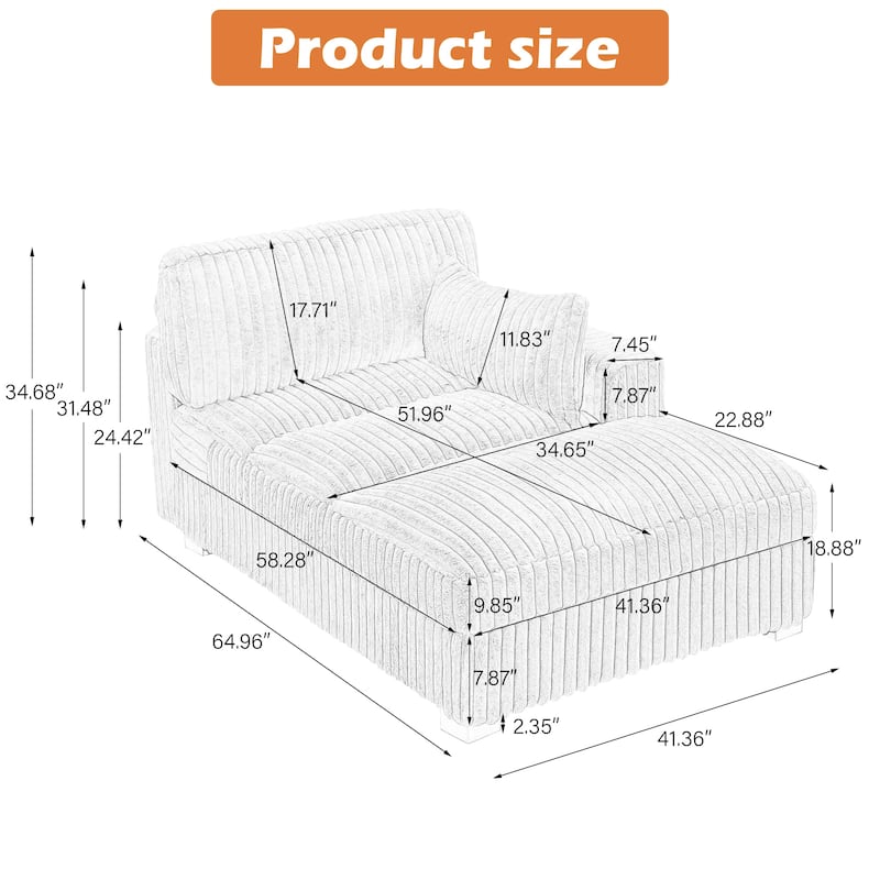 Oversized L-Shape Upholstered Chaise Lounge Sofa Couch