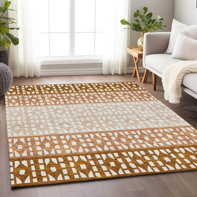 Premium Washable Super Soft Ombre Imprints Mayfield Rug - Paprika - 10' x 14'