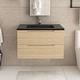 preview thumbnail 16 of 66, Wall-Mounted Bathroom Vanity in Evita Oak with Integrated Black Sink