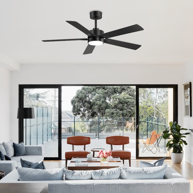 52 inch 5 Blade LED Ceiling Fan with Remote and Light Kit - Black - Remote