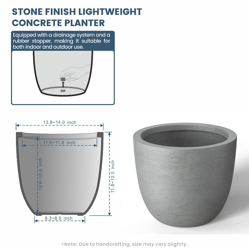 Tall Concrete Round Plant Pots / Large Indoor and Outdoor flower Planters