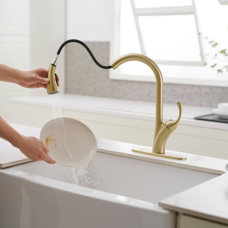 WIZ Single Handle Pull Down Sprayer Kitchen Faucet In Matte Black