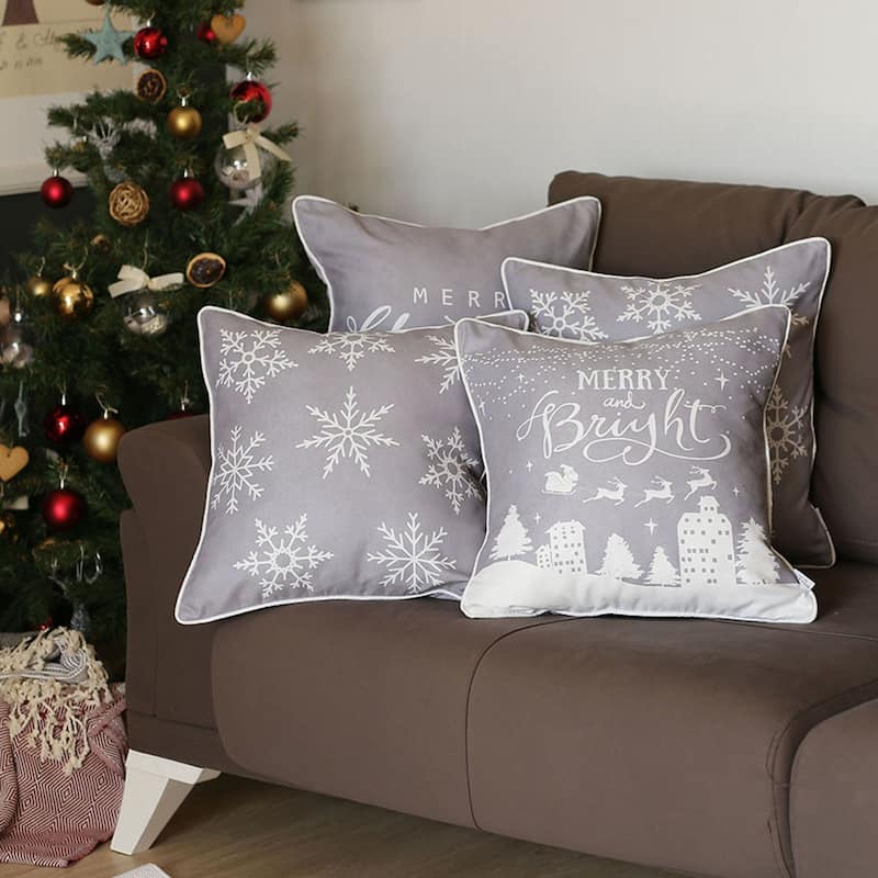 Decorative Christmas Snowflakes Single Throw Pillow Cover Square