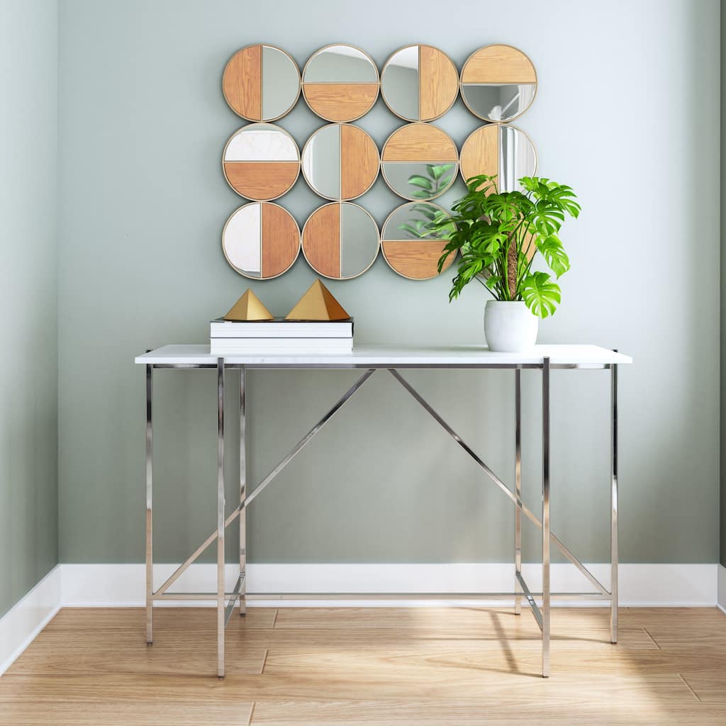 Gilly Round Mirror Gold & Walnut