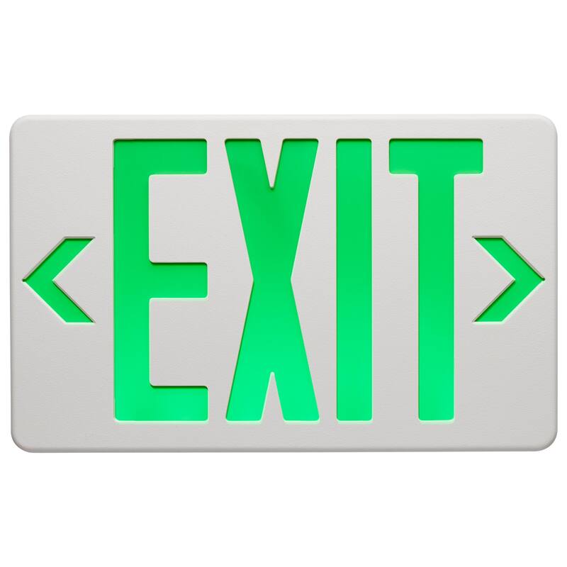 Green LED Exit Sign 90min Ni-Cad backup 120/277V Single/Dual Face - White