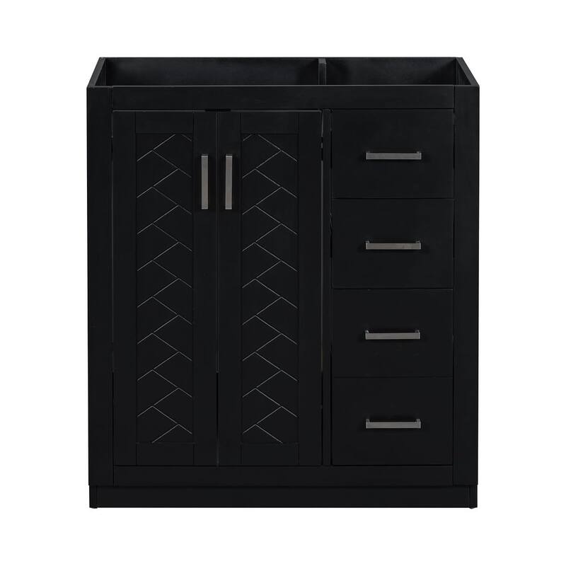 30'' Modern Freestanding Bathroom Vanity with Top Sink , Solid Wood Frame - Without Sink - Black