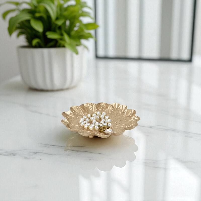 Delphine Gold Metal Lilypad Catchall Tray - Small.