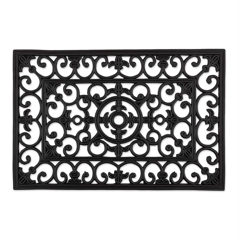 J & M Home Fashions 18" X 30" Natural Rubber Wrought Iron Floor Mat