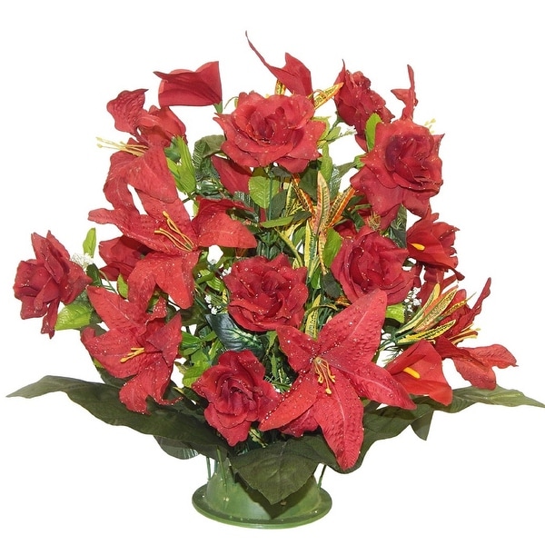 22" Tall open rose/tiger lily arrangement. Opens flyout.