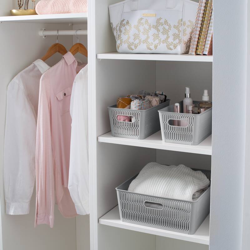 Simplify 4 Pack Slide 2 Stack It Storage Tote Baskets