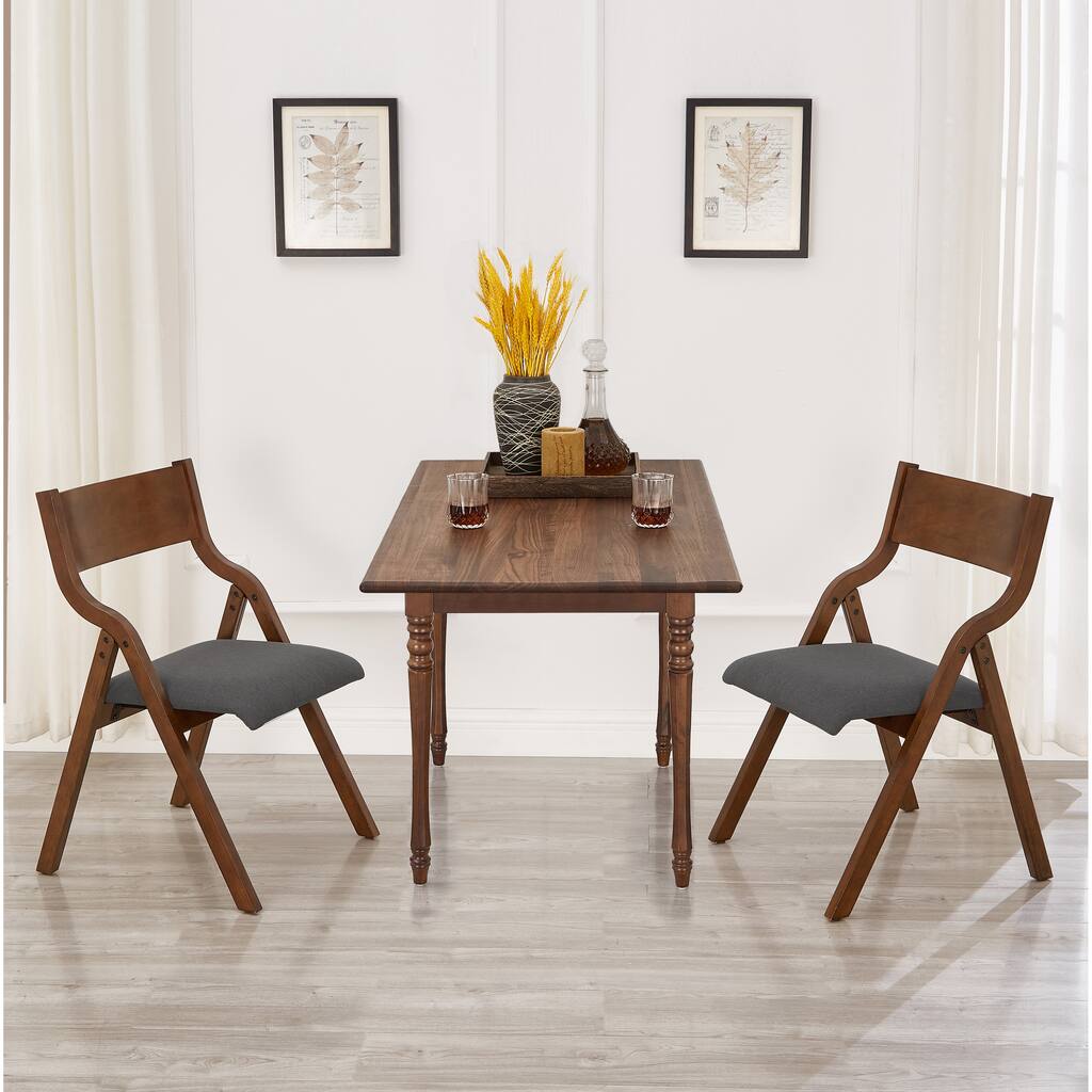 Upholstered Wood Folding Dining Chair Set of 2, Space Saving and Easy to Carry