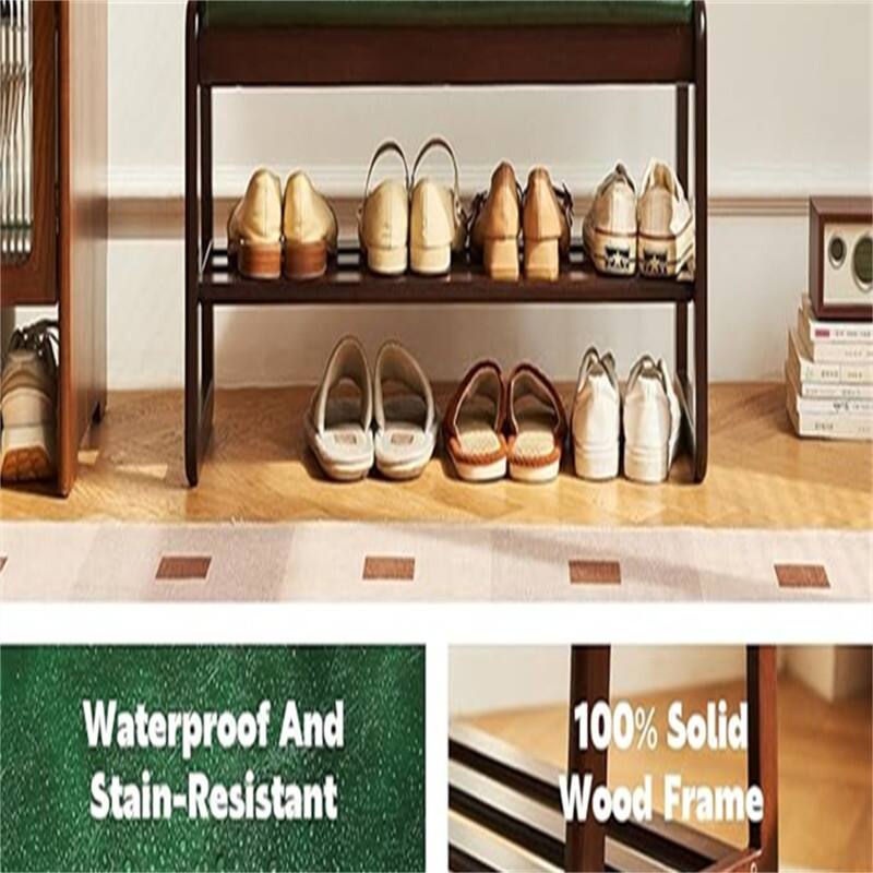 2-Tier Wooden Storage Entryway Bench