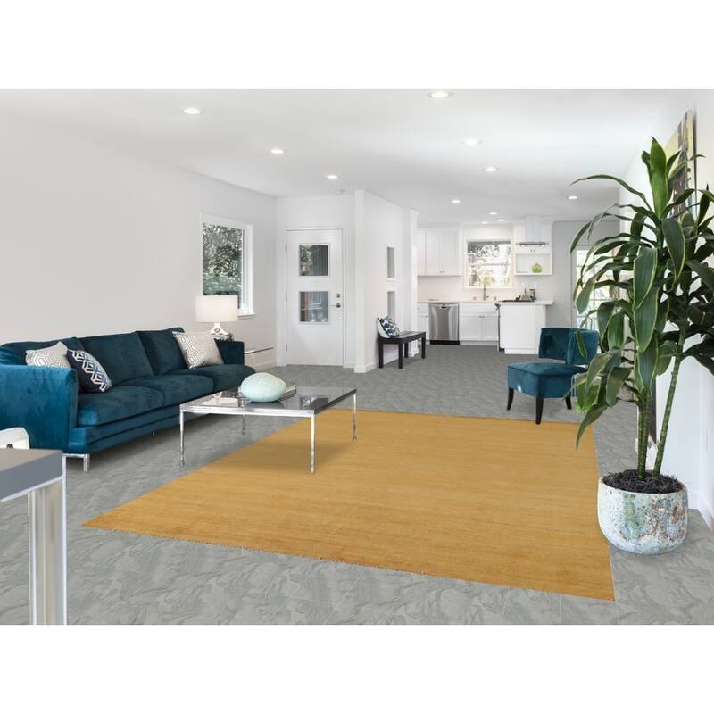 Yellow Gabbeh Modern Area Rug Handmade Wool Carpet - 6'7"x 9'2"