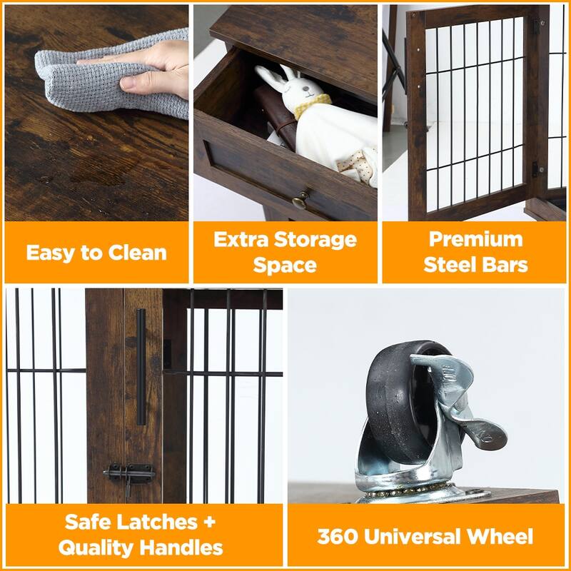2 Dog Crate Furniture with 2 Drawer