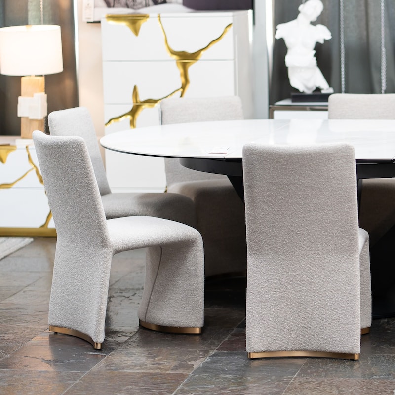 Modrest Kenda Contemporary Grey and Brushed Gold Dining Chair (Set of 2)