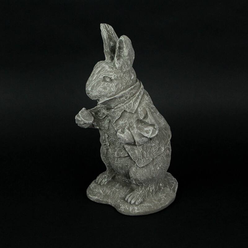 Alice In Wonderland White & Mad Hatter Cement Statue (Set Of 3) - 19.75 X 6 X 7 inches