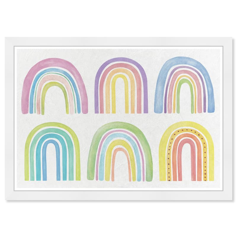 Olivia's Easel 'Rainbows' Kids Wall Art Framed Print Purple, Yellow