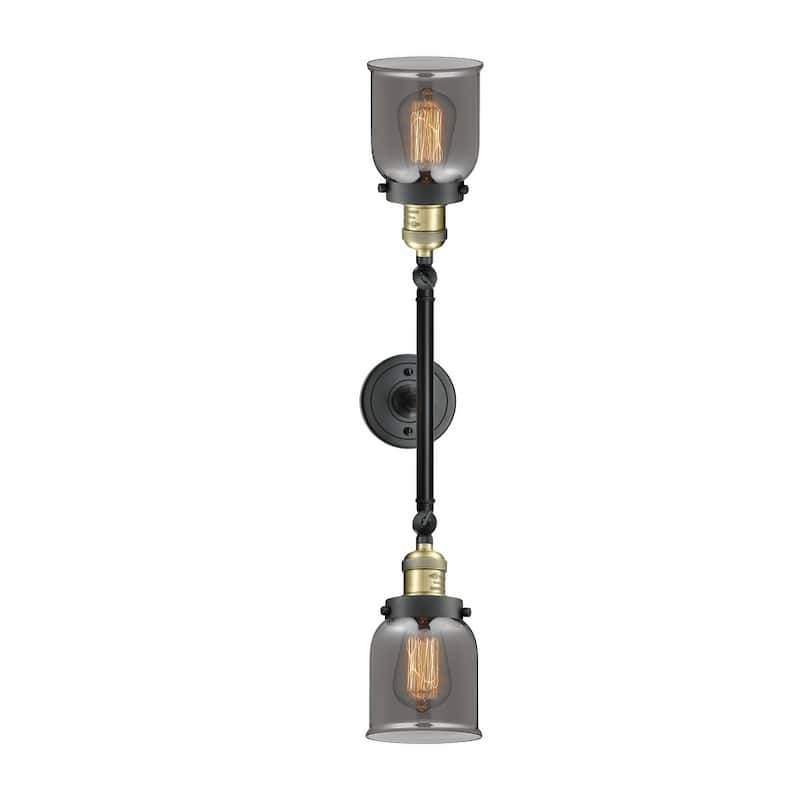 Innovations Lighting Small Bell 2 Light 23" Wide Bathroom Vanity Light - Black Antique Brass / Plated Smoked