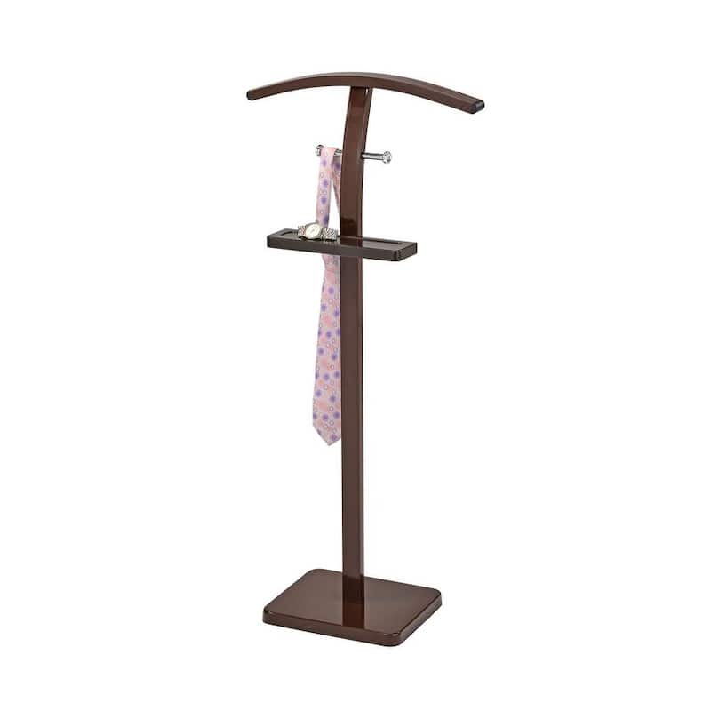Walnut & Metal Valet Stand with Wide Bend Hanger