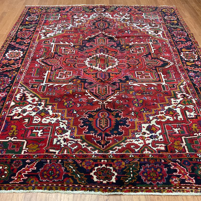 HERAT ORIENTAL Handmade 1960's Antique Heriz Wool Rug - 7'10" x 10'