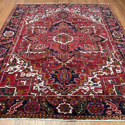 HERAT ORIENTAL Handmade 1960's Antique Heriz Wool Rug - 7'10" x 10'