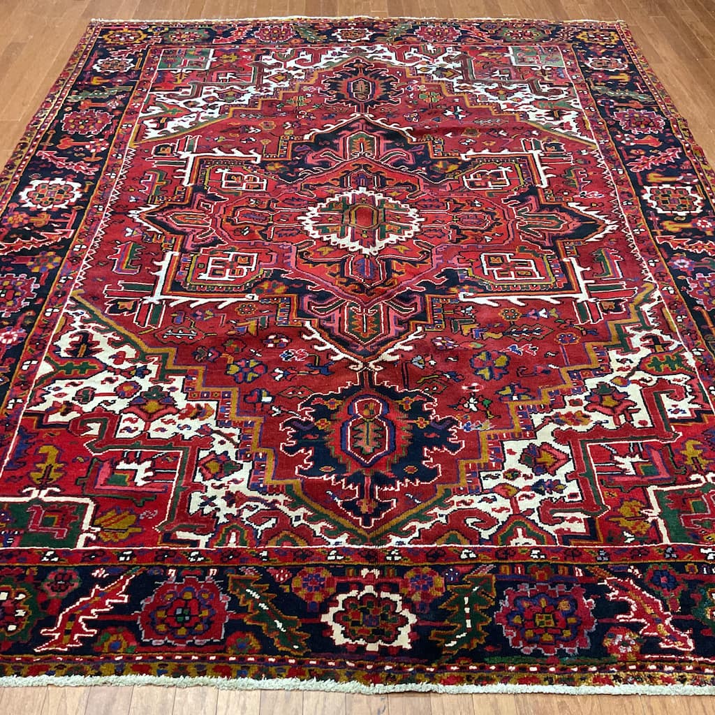 HERAT ORIENTAL Handmade 1960's Antique Heriz Wool Rug - 7'10" x 10'