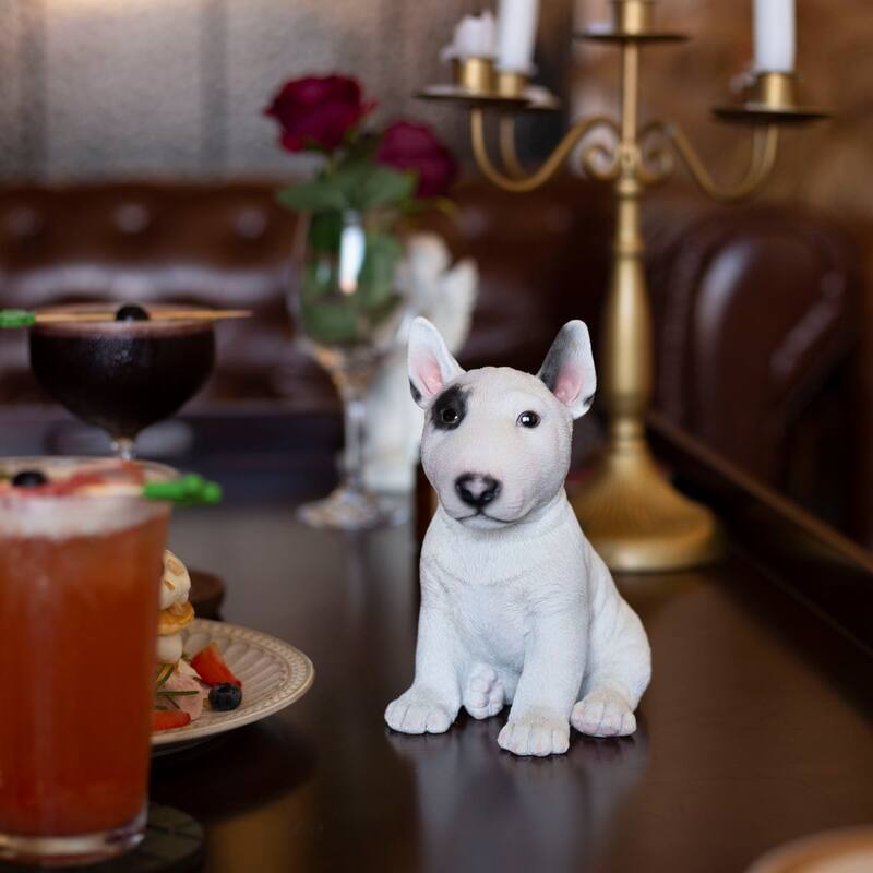 Sitting Bull Terrier Puppy Outdoor Garden Statue- 7"