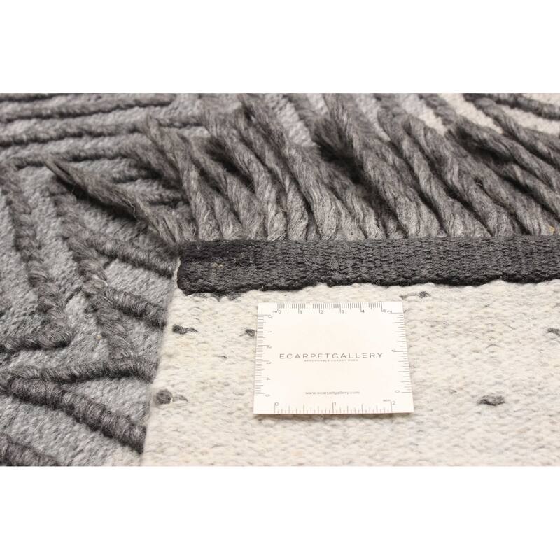 ECARPETGALLERY Braid weave Sienna Grey Wool Rug - 4'11 x 8'3