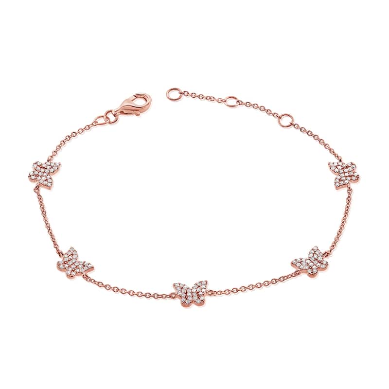 Joelle Collection Diamond Pave Station Butterfly Bracelet 2/5 ct. TDW 14K Gold